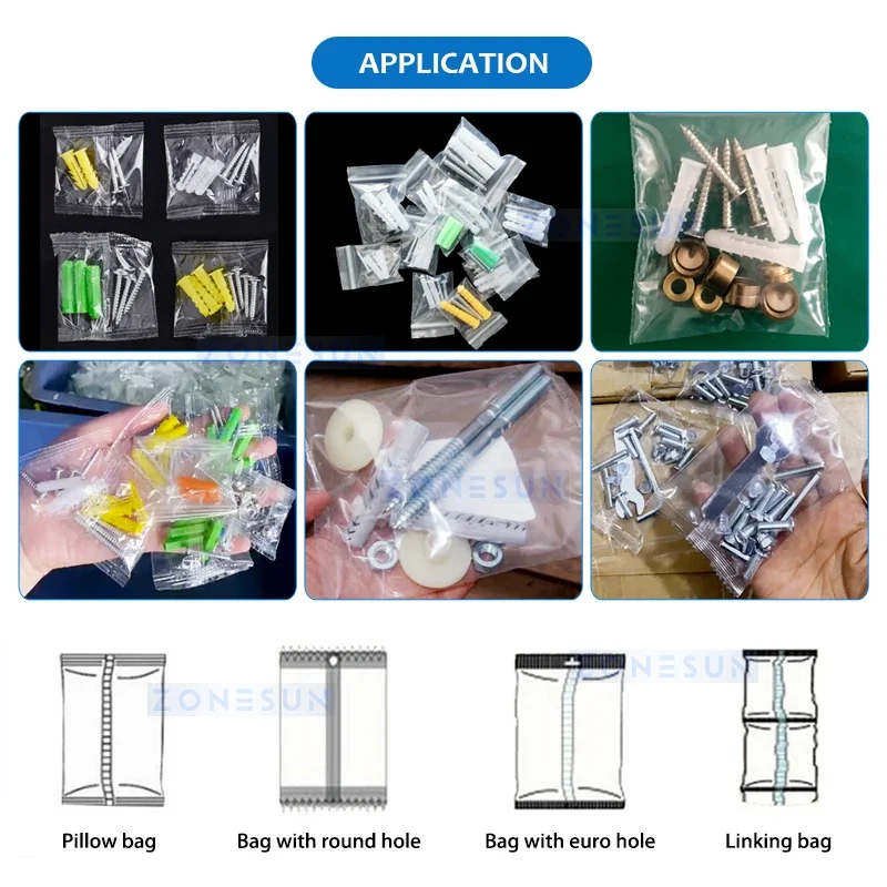 ZONESUN ZS-JSBZ2 Screw Packing Machine Nut and Bolt Packing Machine Hardware Kit Packaging Machine