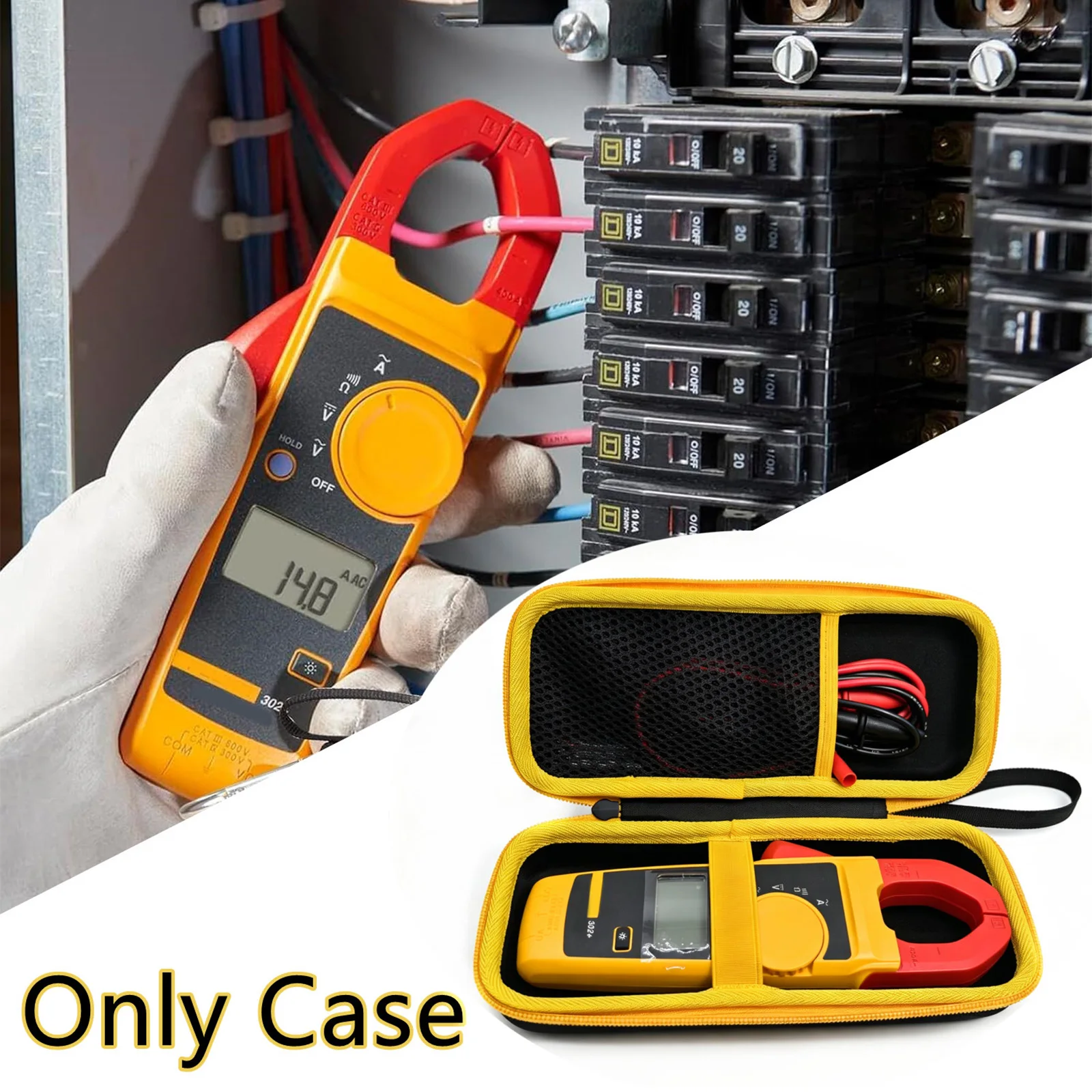 EVA Multimeter Storage Organizer Fit for Fluke 323/324/325/302 with Portable Handle & Zipper Design Excellent Protection