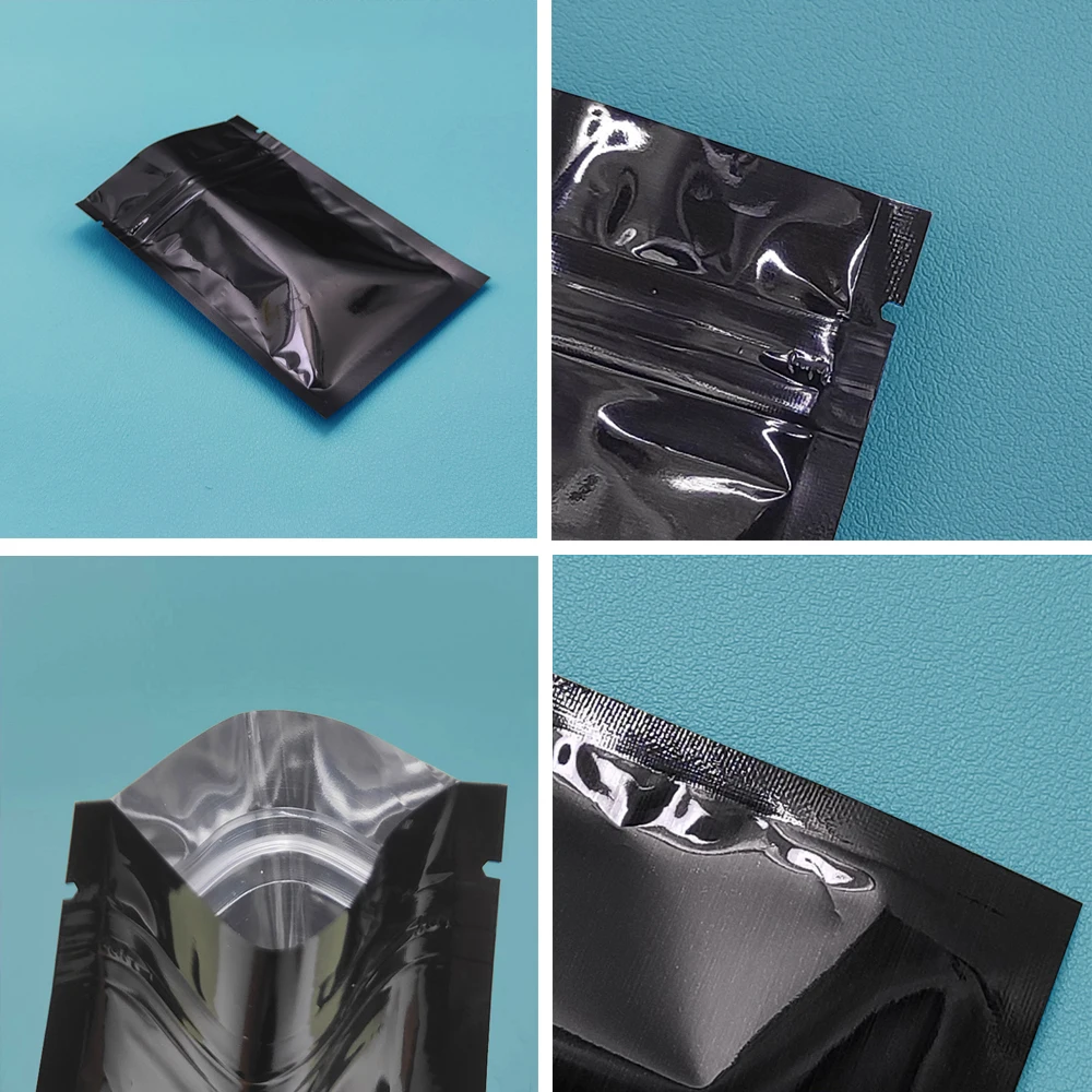 Self Sealing Color Aluminum Foil Zipper Bag Package Food Snack Tea Mylar Grip Seal White Black Blue Small Ziplock Packing Bag