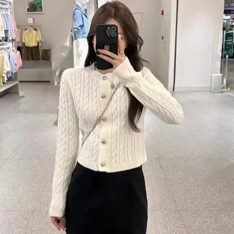 Cardigan Women Solid Gentle Stylish Knitted Vintage Twist O-neck Soft Lazy Sweater Outwear All-match Korean Fashion Autumn Ins