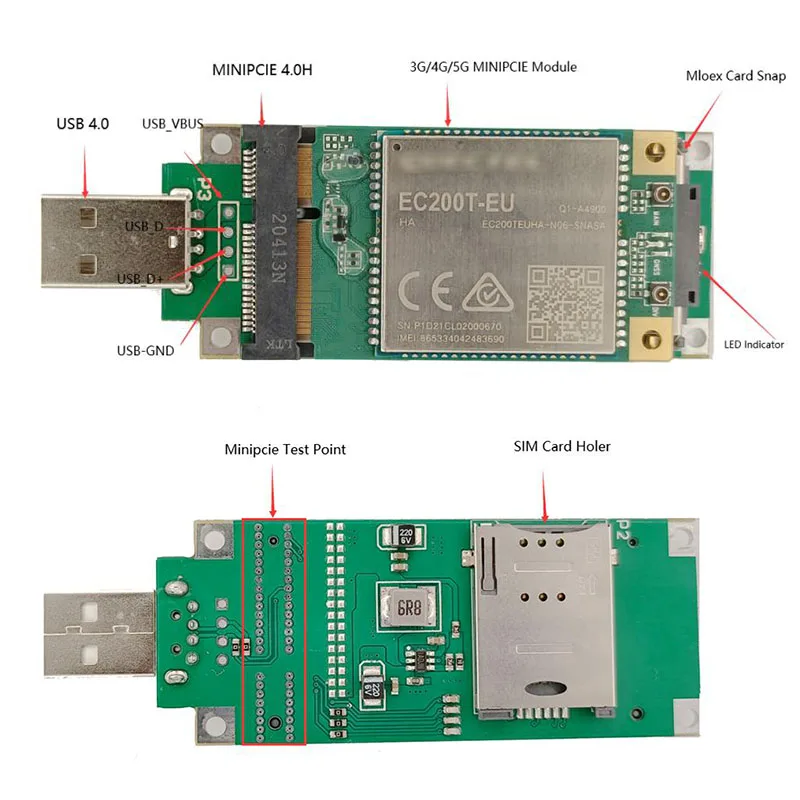 SIMCOM SIM7600G-H PCIE+4G antenna USB Adapter With SIM card slot Global Band LTE CAT4 Module Support GNSS
