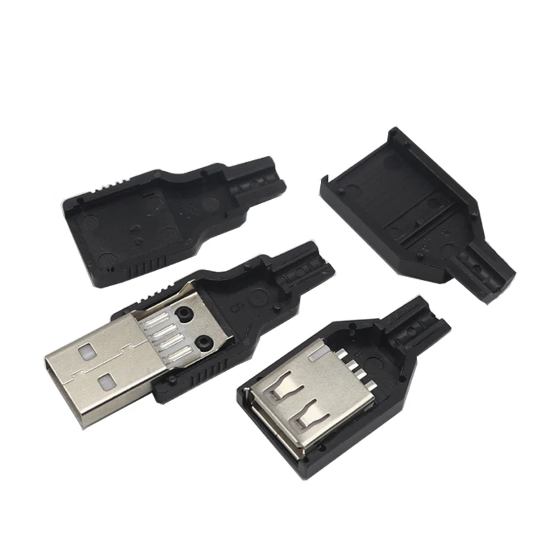【10-2PCS】USB 2.0 Male Female Connectors Plug Welding Data OTG Line Wire Cable Connector DIY Accessories