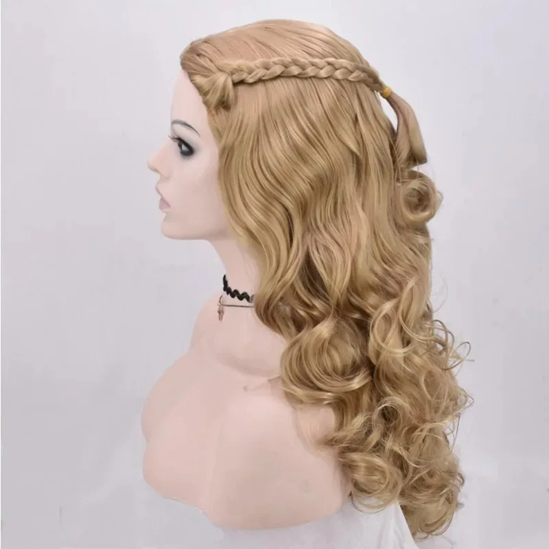 سندريلا شعر مستعار تأثيري براون الذهب الاصطناعية طويلة مجعد شعر مستعار المرحلة اللعب Coser لطيف فتاة عالية الجودة هالوين شعر مستعار حفلة يومية