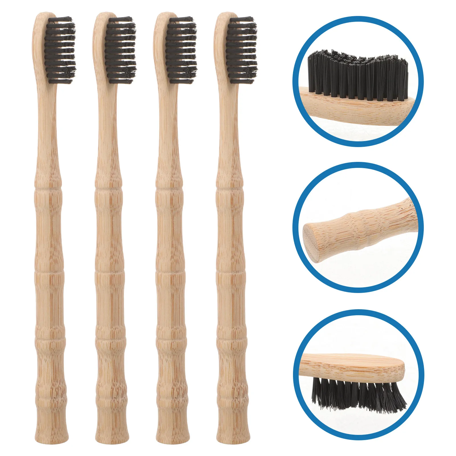 

4Pcs Bamboo Toothbrush Soft Bristles Toothbrushes Travel Home Outdoor Use Soft Bamboo Tooth Brush Set Hotel Toothbrush Set