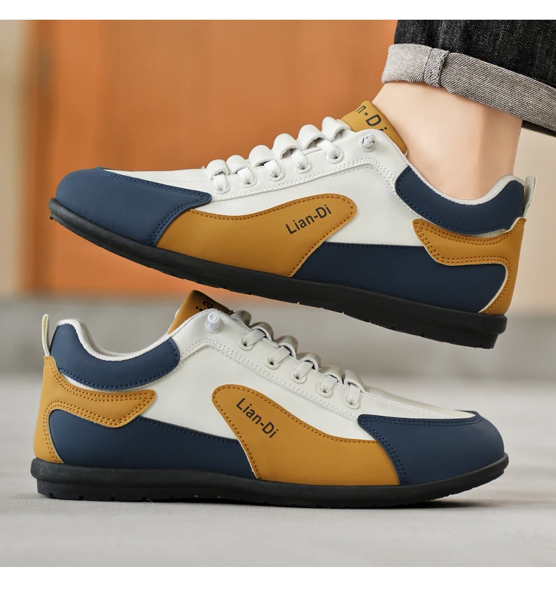 Niedrig geschnittene Herrenschuhe, große Größen, neue Frühlings- und Herbstmodelle, atmungsaktive Leder-Freizeitsportschuhe, weiche Sohle, rutschfest, Herren-Sneaker zum Autofahren. – Detail 3
