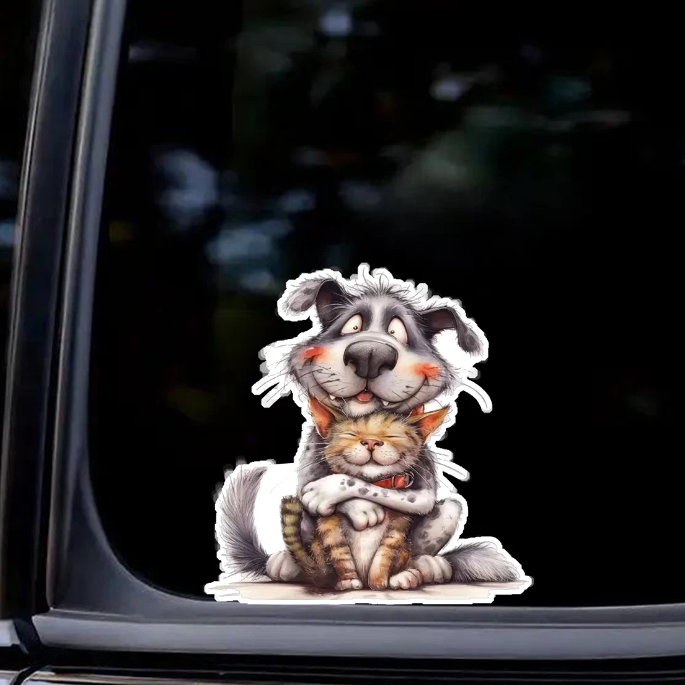 

Cute Cartoon Dog & Cat Friendship Creative Decorative Stickers, Suitable for a Variety of Scene Decorations, Such As Cars