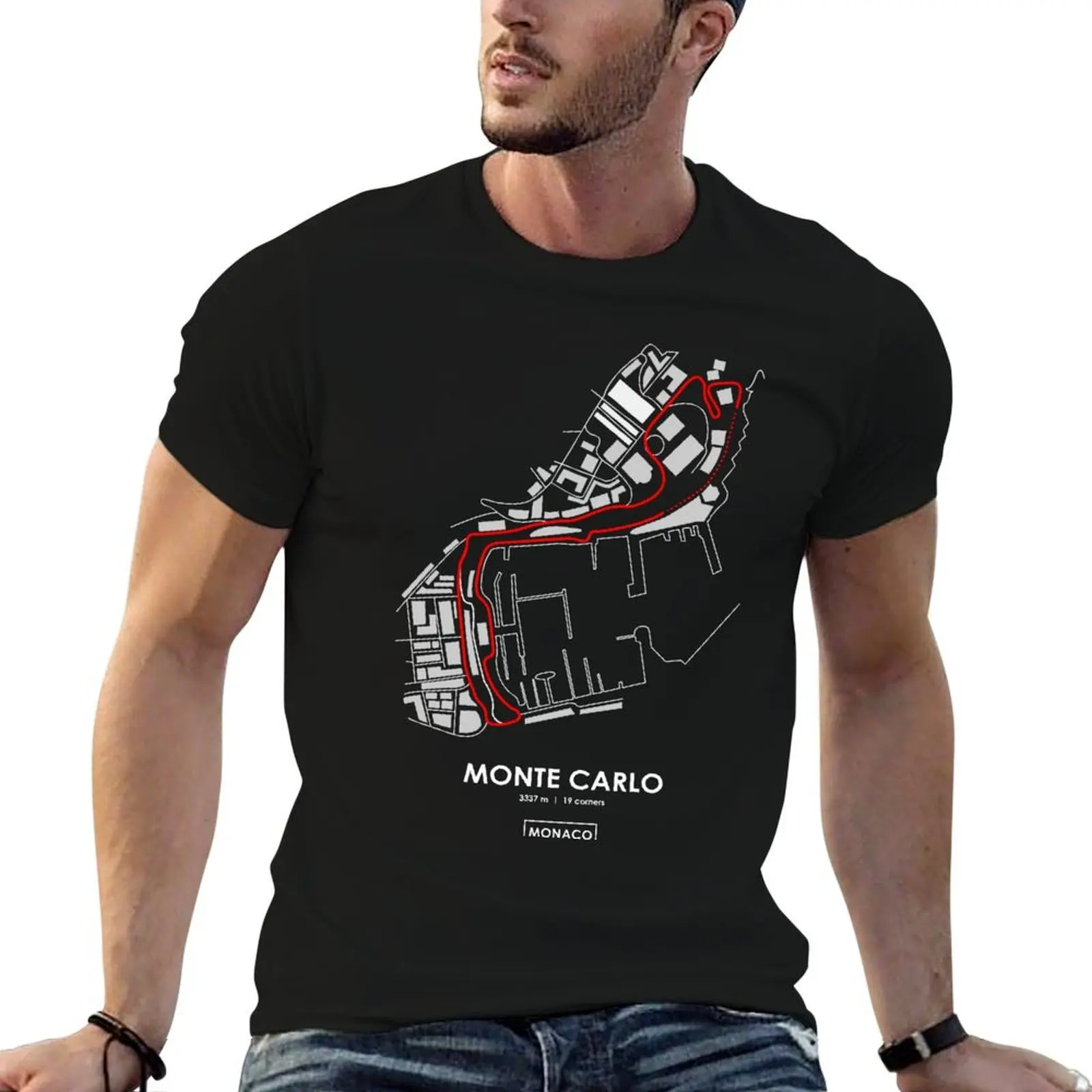 

MONTECARLO - MONACO TRACK MAP 2.0 RED T-Shirt man t shirts for men man t shirt graphic man t shirt cotton T-Shirt