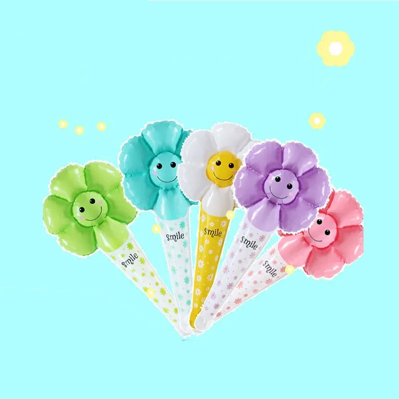 Handheld balloon stick cartoon smiley face aluminum foil balloon photo prop Happy Birthday gift