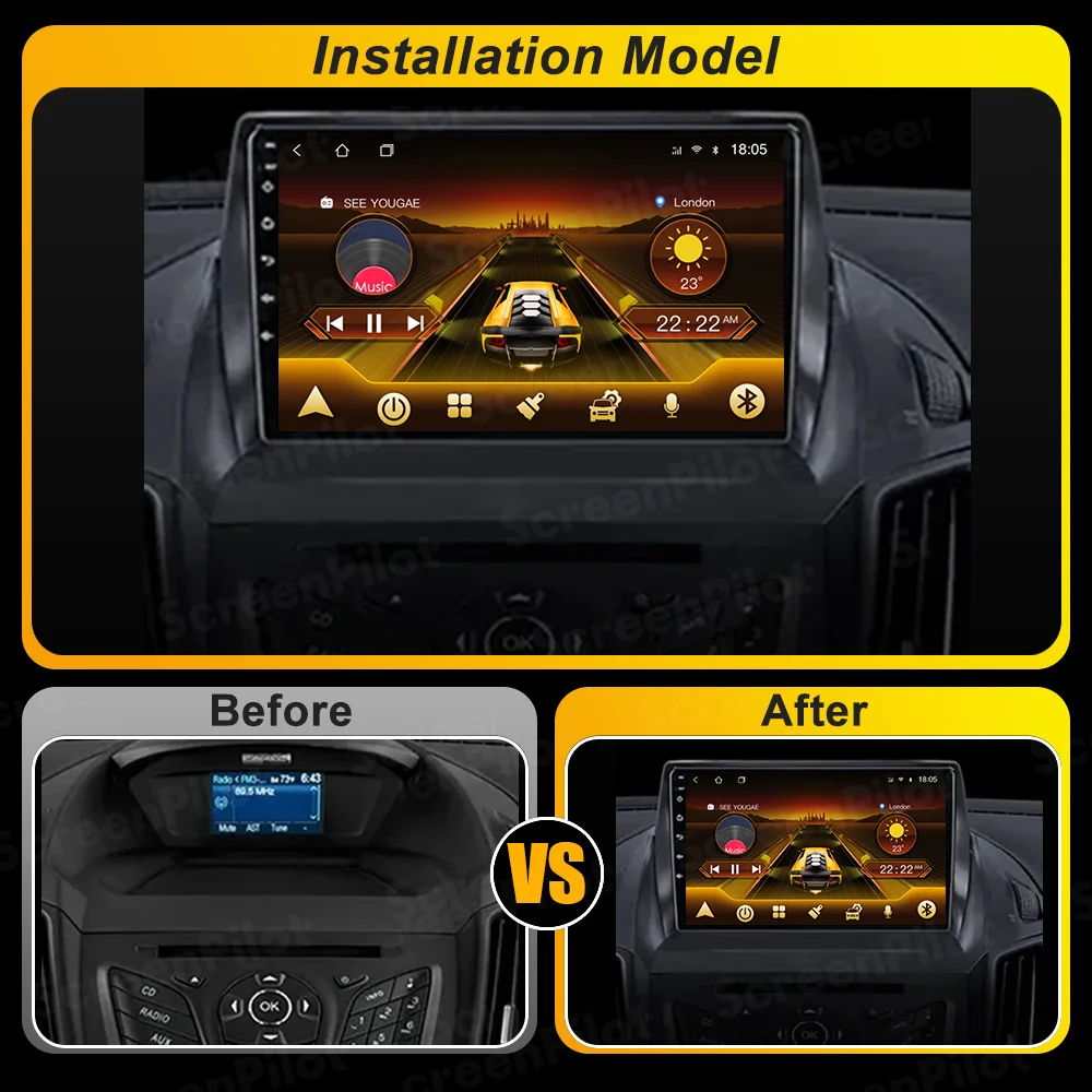 Android 15 สำหรับ Ford C-MAX Kuga 2 Escape 3 2012 - 2019 Carplay เครื่องเสียงติดรถยนต์ ชุดหัวหน้าจอ มัลติมีเดีย เครื่องเล่นวิดีโอ Mirror Link 8 Core RDS