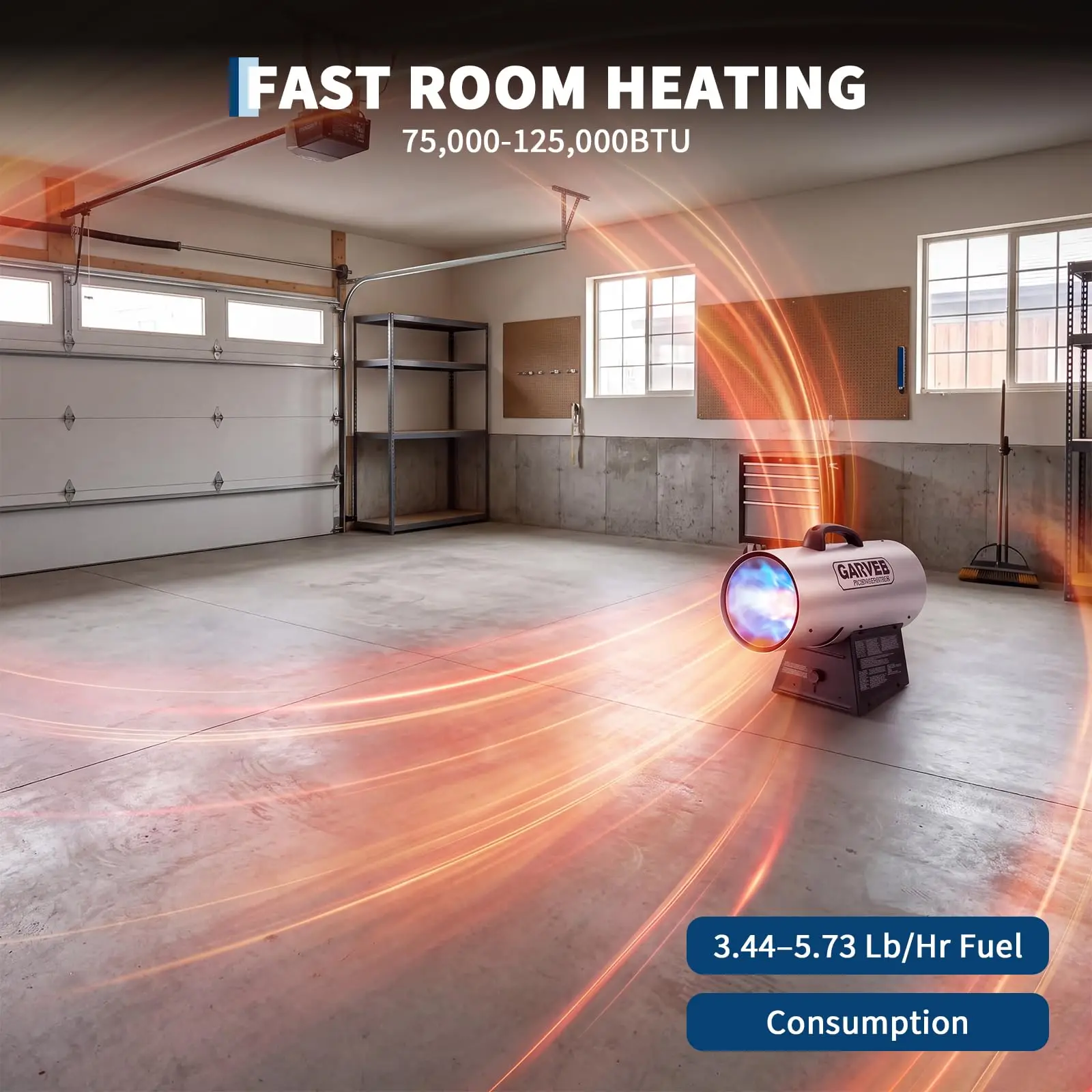 Propane Forced Air Heater 40000/65000/90000/125000 BTU Portable Salamander Garage Shop Jobsite Heater 120V With Hose & Regulator Kit