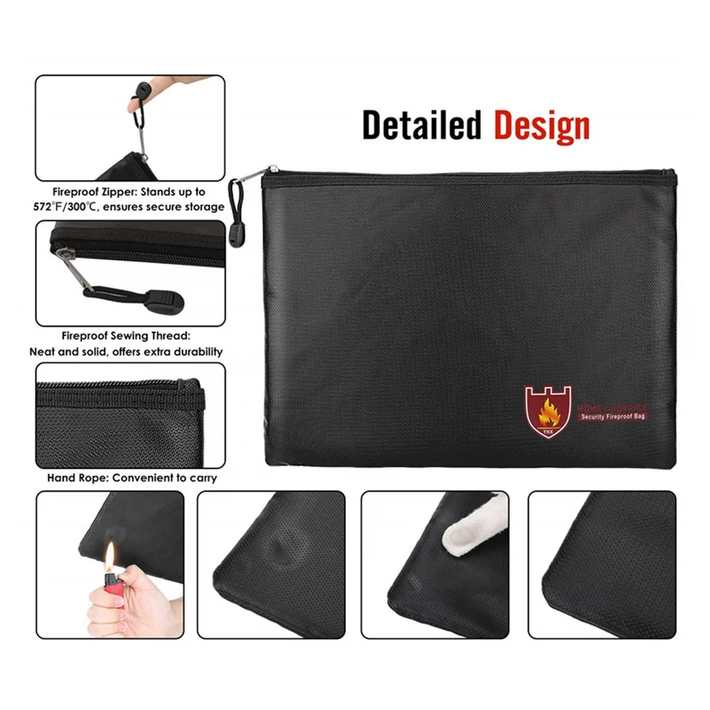 [NEW!A08R】 Portable Fireproof Waterproof Document Envelope File Folder Cash Pouch Fireproof Money Bag Lipo Safe Bag