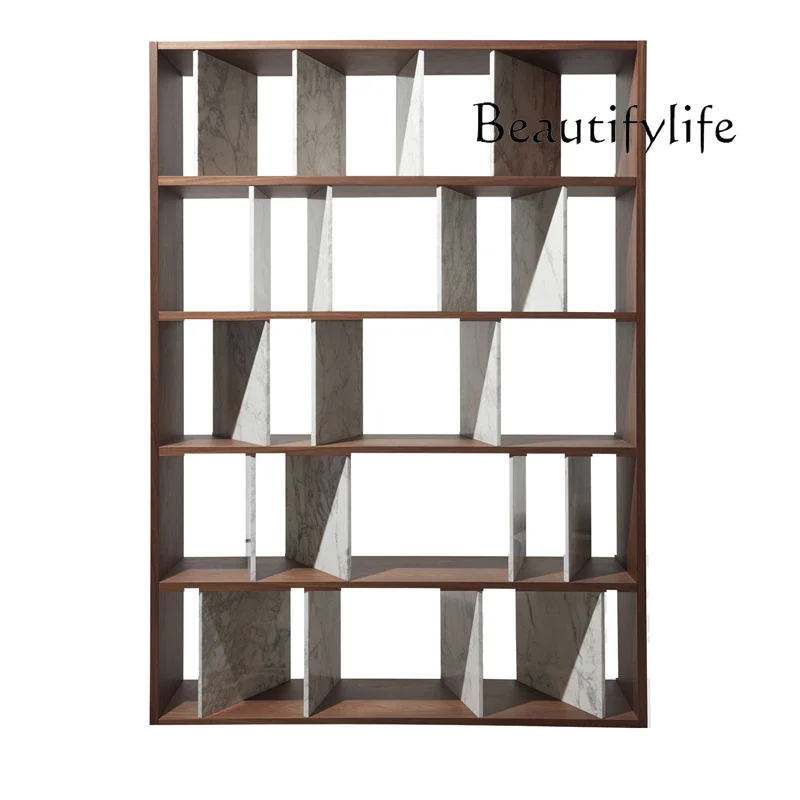 XX Marble Storage Bookshelf Shelf Floor-to-ceiling Italian Minimalist Style Living Room Multi-layer Display Storage Rack
