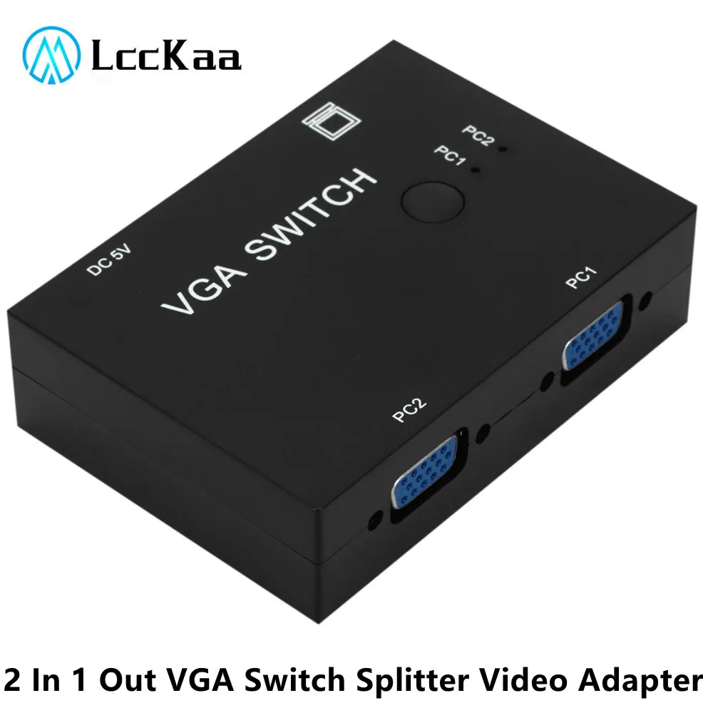 2 In 1 Out VGA Switch Splitter 2 Port VGA Video Converter Adapter 1080P VGA Cable Switcher For Projector Display PC TV Laptop