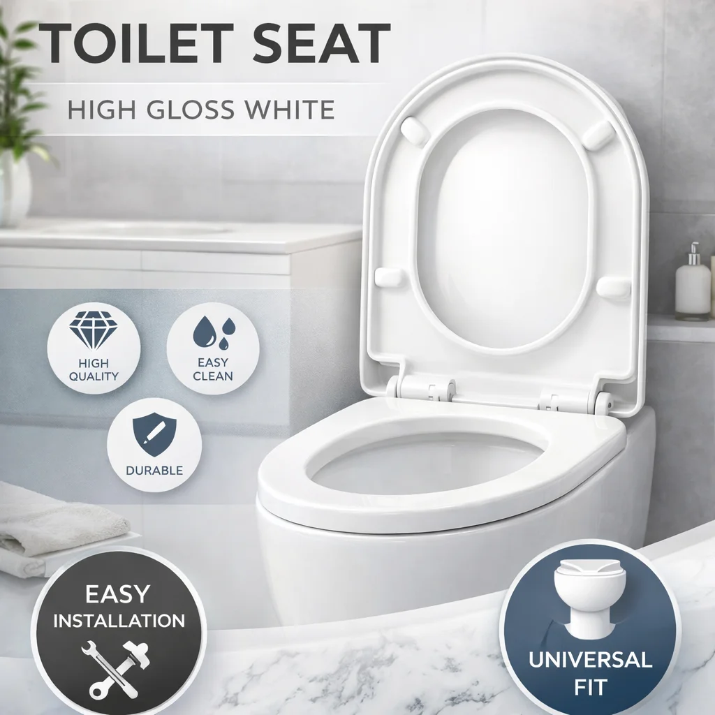 

Toilet Lid Cover, Easy Maintenance, Premium Quality Toilet Seat for All Bathroom Scenes