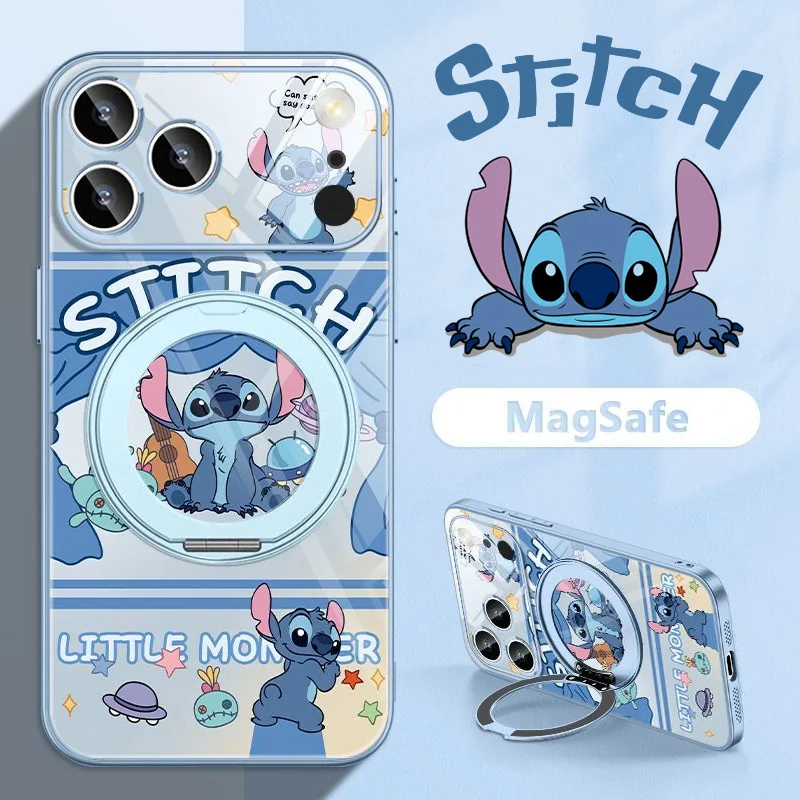 

Милый магнитный чехол для беспроводной зарядки со стежком и держателем на палец для Magesafe iPhone 17, 16, 15, 14, 13, Pro, противоударный чехол Promax