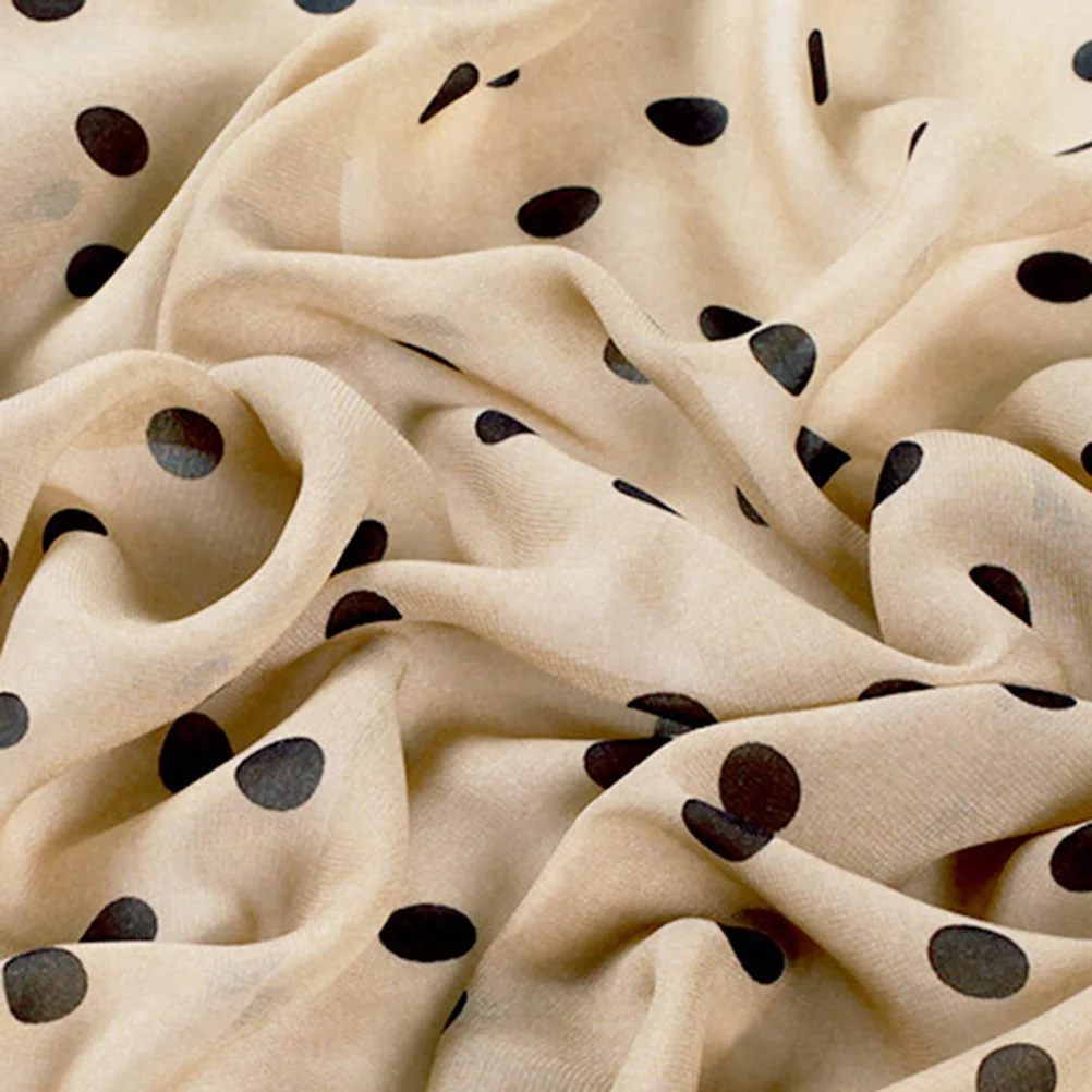 Sciarpa elegante in chiffon a pois Sciarpe lunghe con protezione solare Scialle con protezione solare per donne e ragazze 150 x 48 cm (Sciarpa nera, Beige