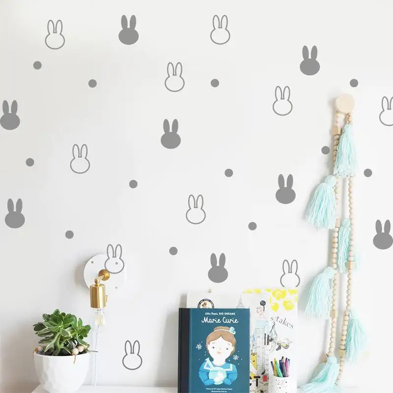 

Cartoon Miffy Wall Stickers Kawaii Student Room Decorate Child Graffiti Exquisite Girl Bedroom Paster Decals Patch Birthday Gift