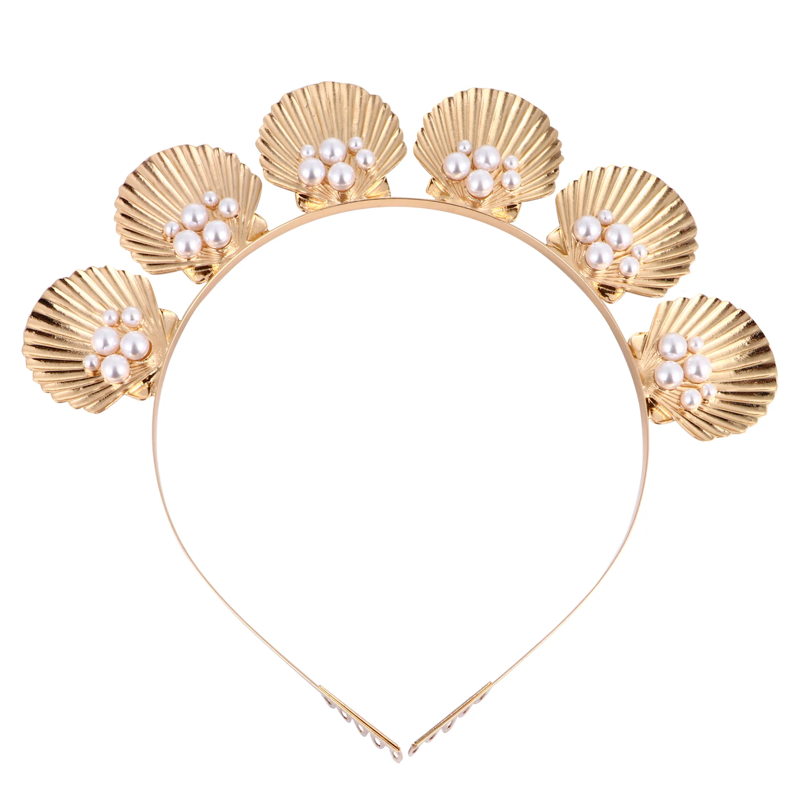 

Hair Accessories Alloy Shell Headband Pearl Hoop Chic Headpiece Hairband Metal 18x17cm Headwear Golden Decorative Vacation