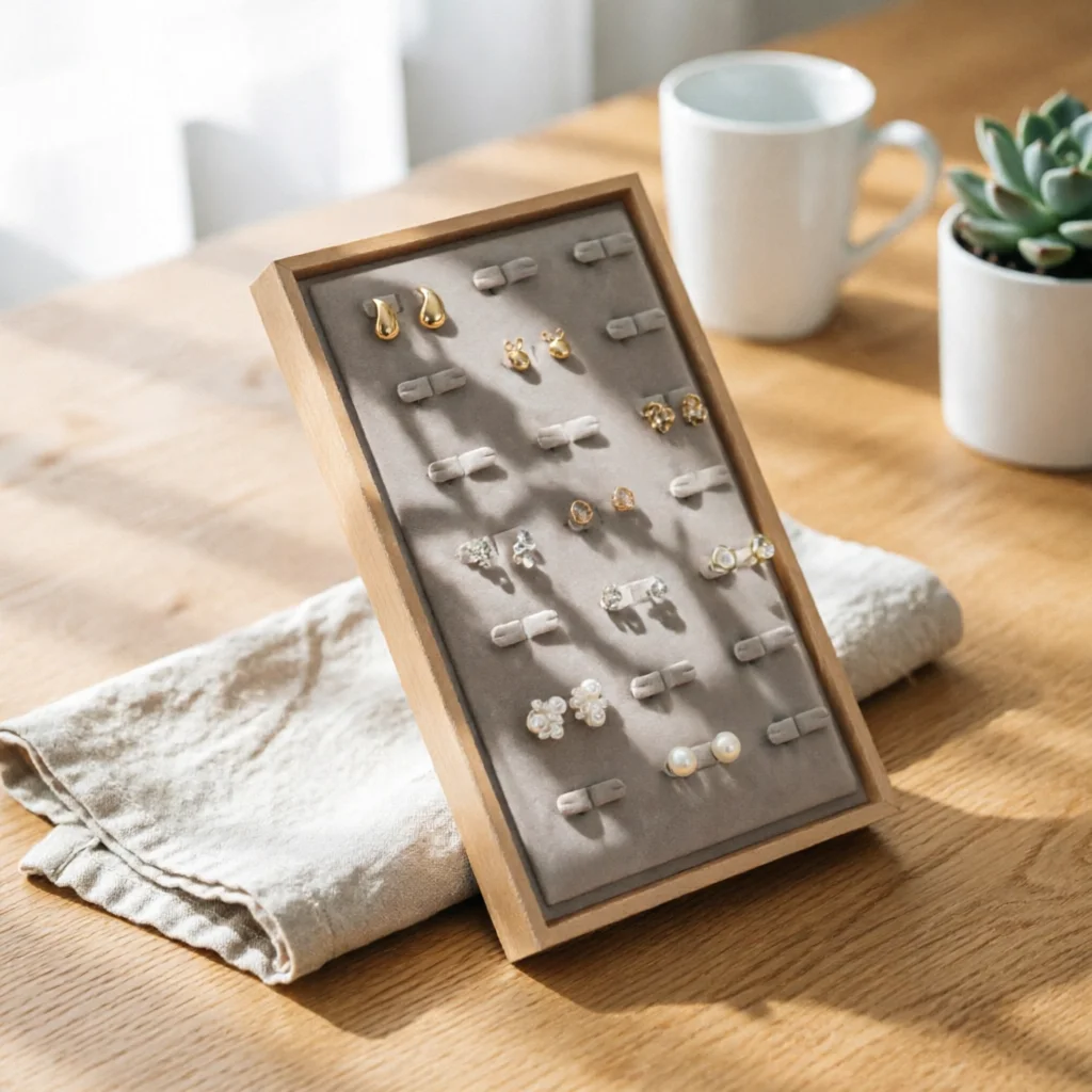 Jewelry Display Frame Rectangular Jewelry Tray with Stand Necklace Earring Bracelet Holder Modern Organizer Simple for Women