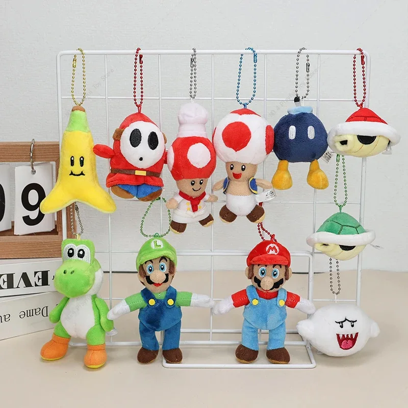 11 Styles Cartoon Plush Pendant Mario Triple Bananas Luigi Koopa Troopa Shy Guy Toad Yoshi Doll Backpack Keychain Pendant