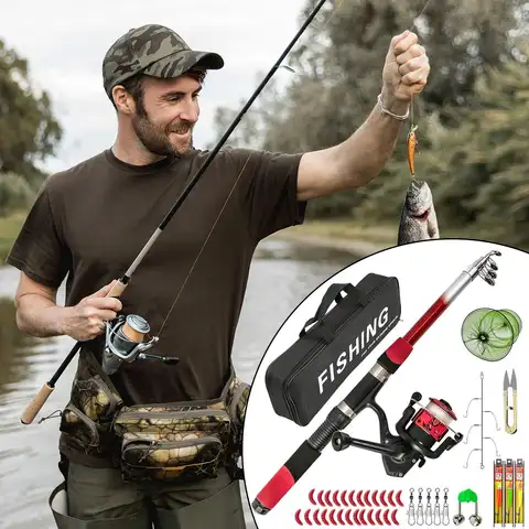 Telescopic Fishing Pole Telescopic Portable Fish Supplies With Carrying Case Fishing Rod And Reel For Boating Trolling Offshore