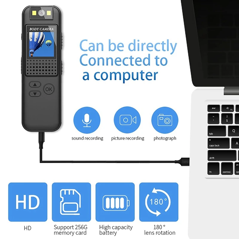 Body Camera Police Body Cam Video HD 1080P Body Cam Rotate Wearable Clip For Law Enforcement,Security,Guard,Home,Outdoor,Travel