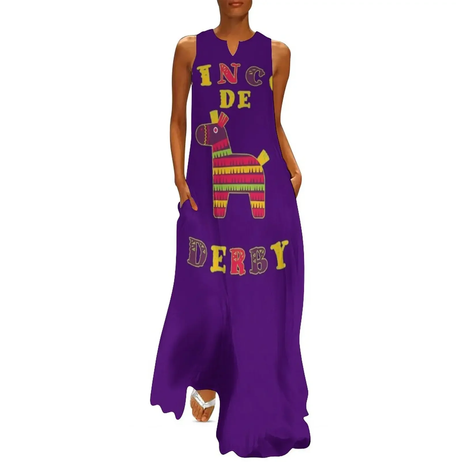

cinco de derby, Funny kentucky derby day Long Dress chic and elegant woman dress purple dress Woman dresses