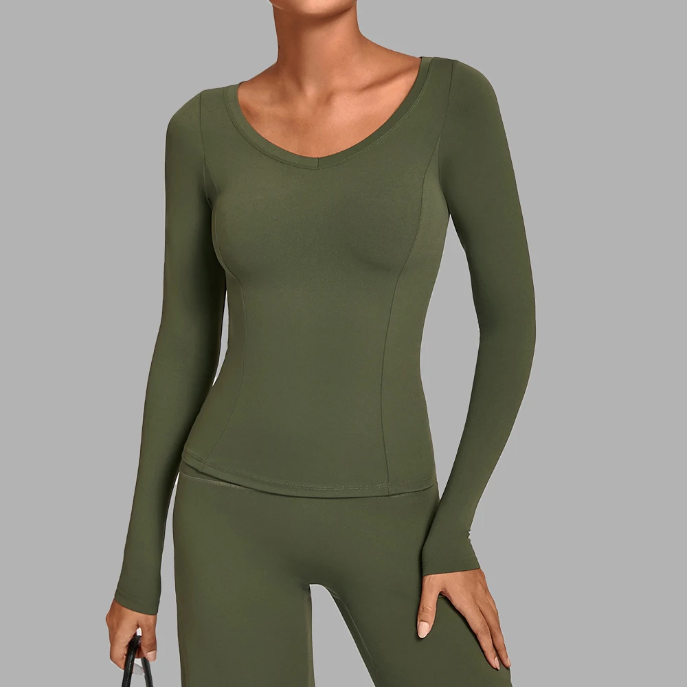 

Women's Yoga Shirts Gym Fitness Long Sleeve Running Workout T-Shirts Female Push Up Sports Top Sexy Training Athletic Wear