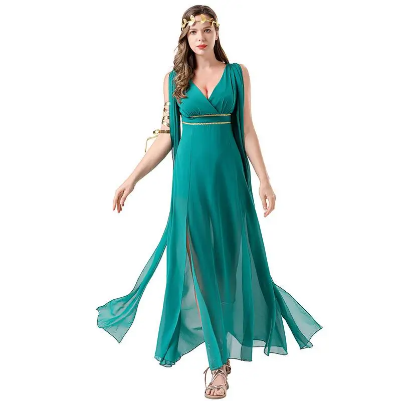Jupe longue Sexy, Statue de dieu d'halloween, Costume de Cosplay en mousseline de soie, vêtements ethniques traditionnels pour spectacle sur scène pour femmes