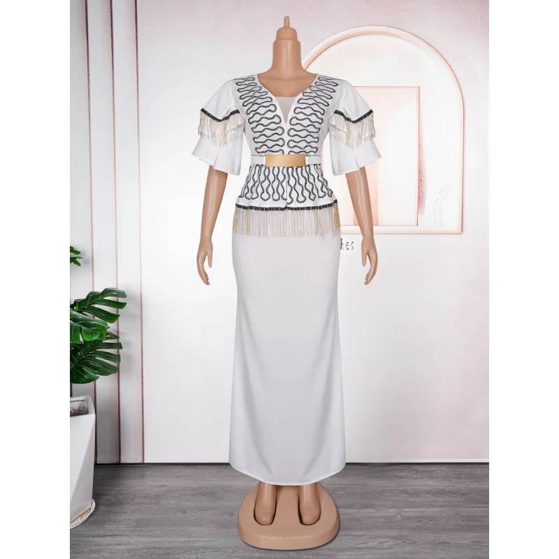 Odzież afrykańska plus size dla kobiet na Nowy Rok, sukienka Vlingli, europejska i amerykańska sukienka z haftem złotą nićą, handel zagraniczny.