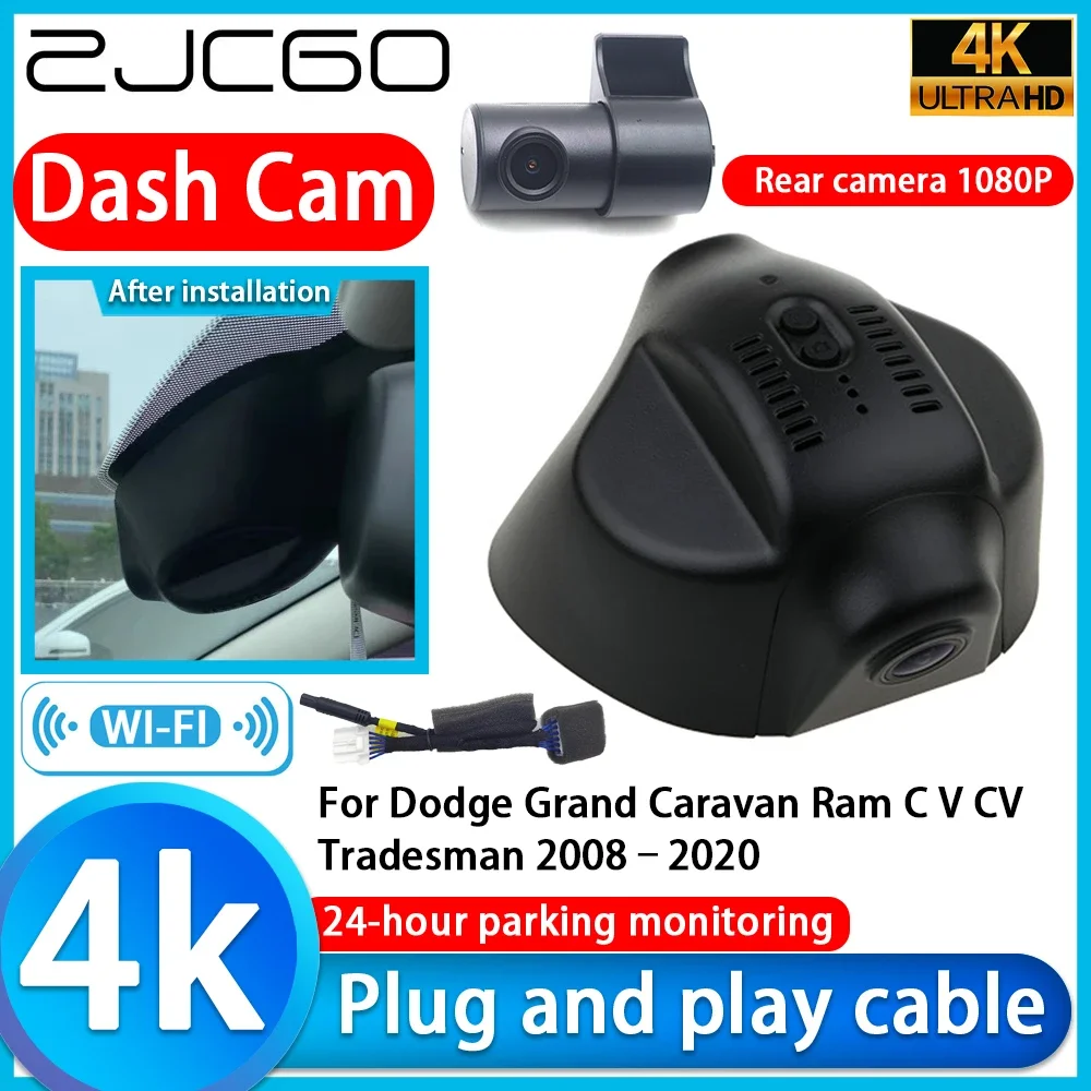 

Video Recorder 4K UHD Plug and Play Car DVR Dash Cam for Dodge Grand Caravan Ram C V CV Tradesman 2008–2020