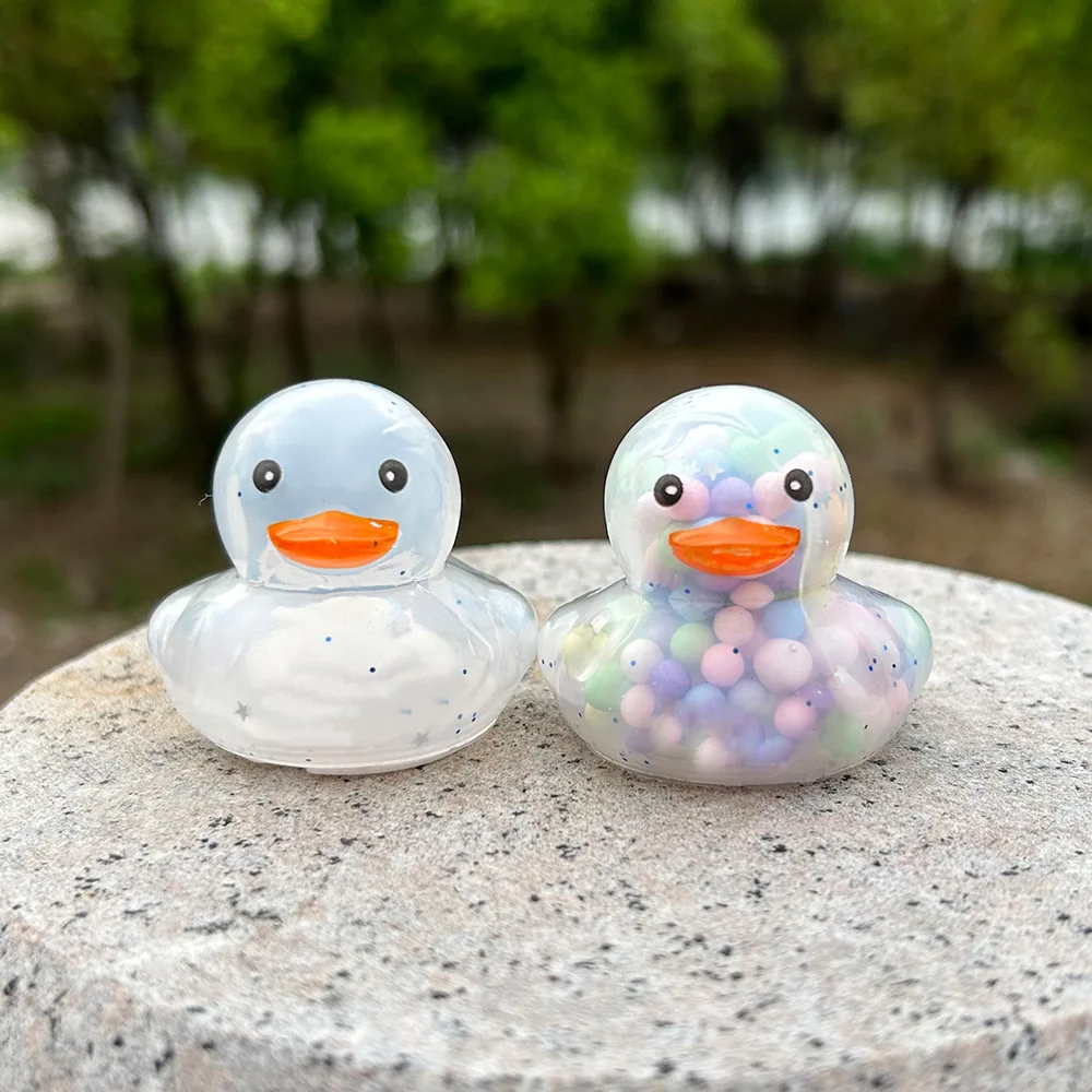 10Pcs Glowing Transparent Bubble Ball Yellow Duck Toys Cartoon Cute Desktop Decorative Kids Squeeze Will Call Duck Toy Gifts