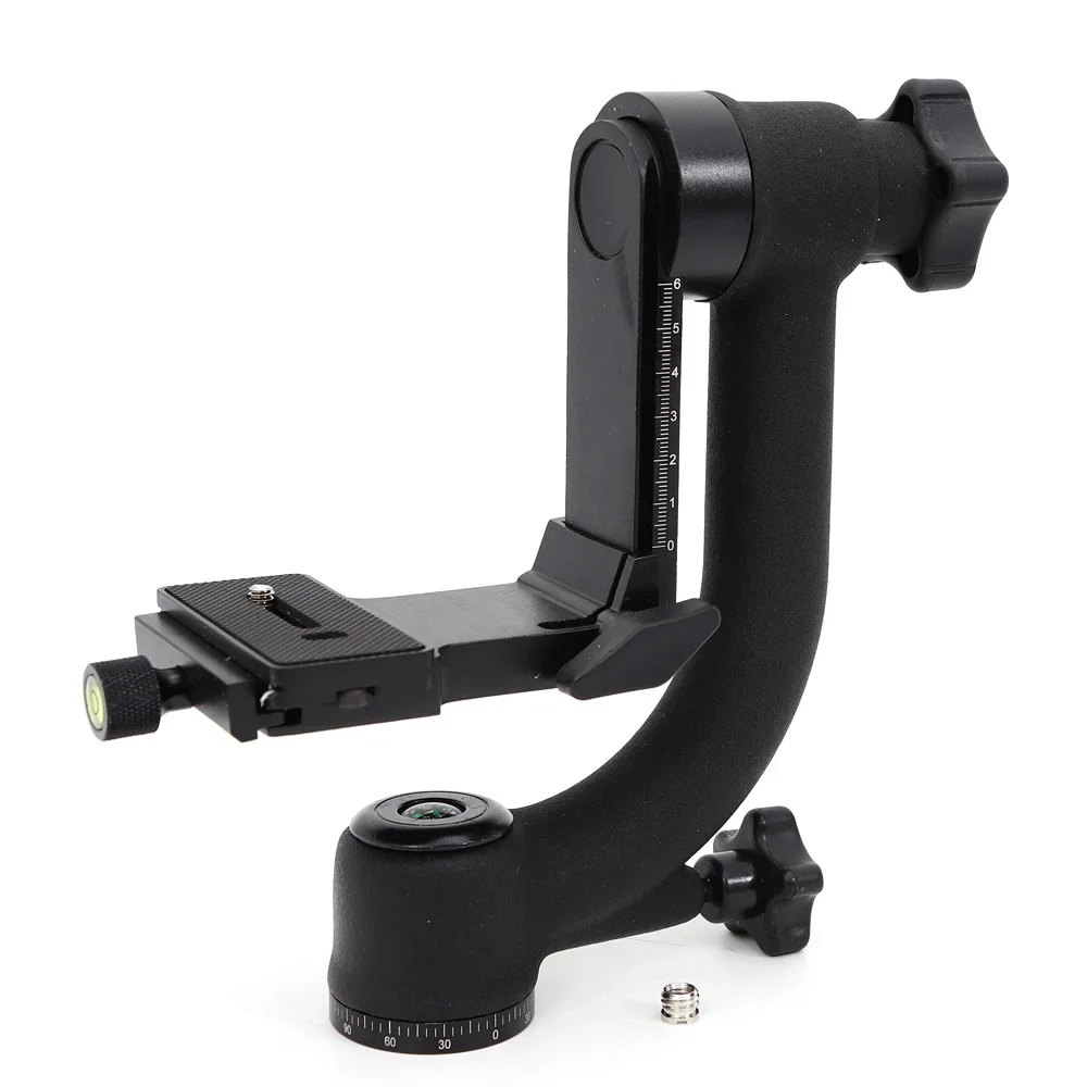 360° Panoramic Gimbal Pan Tripod Head Ball Mount Bearing Structure Supports Smooth for Telephoto Lens DSLR Camera Black