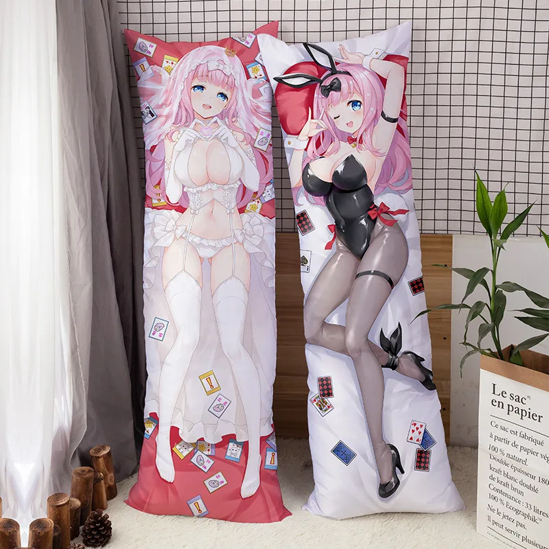 Fujiwara Chika Dakimakura Decorative Cushion Cover, Body Pillow Case, Otaku Bedding, Kaguya-sama: Love Is War, Hugging