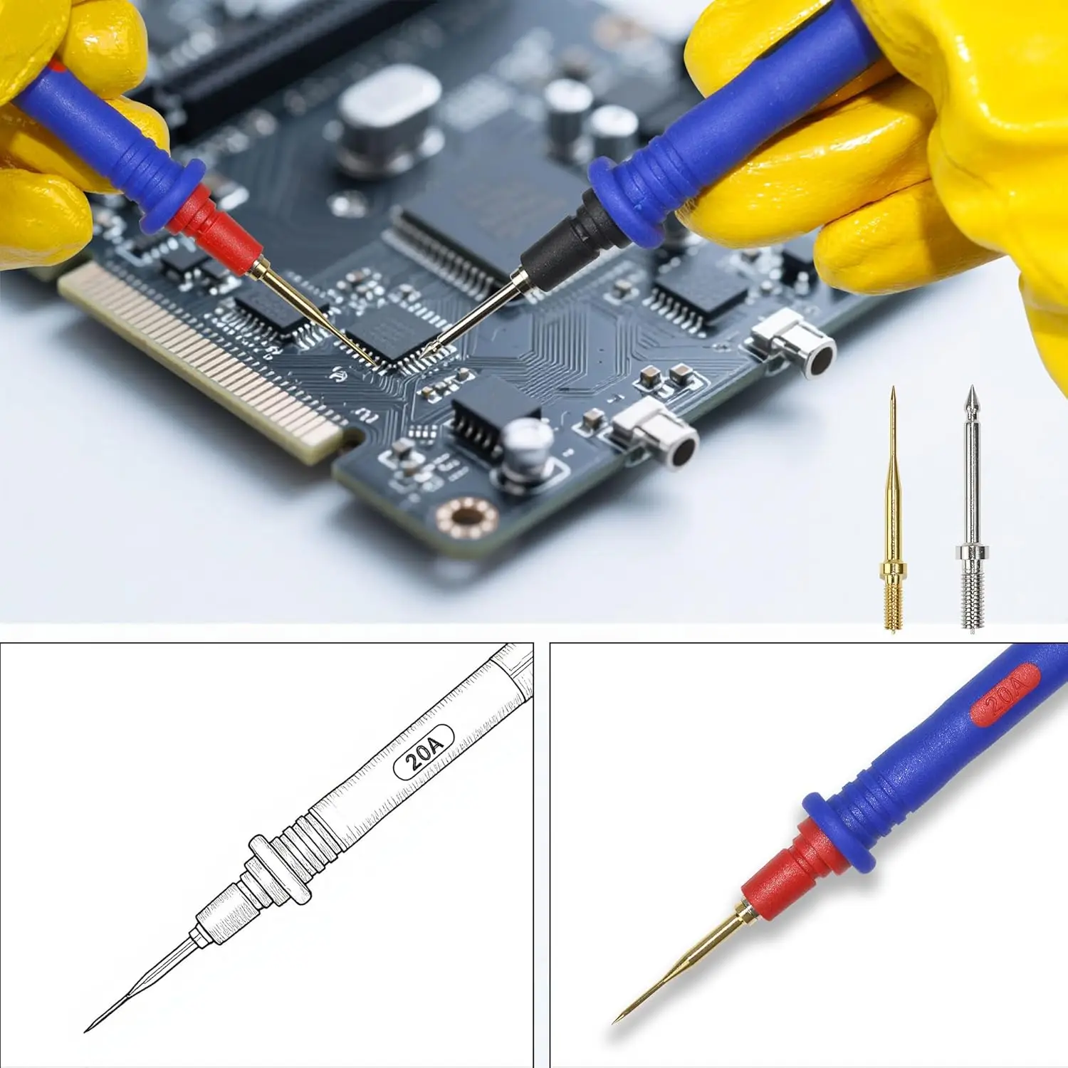 ZIBOO Multimeter Test Leads Kit,Soft Silicone KIT-17 Test Leads Digital Multimeter Leads with Ultra-Sharp Probes Tips Set of 10