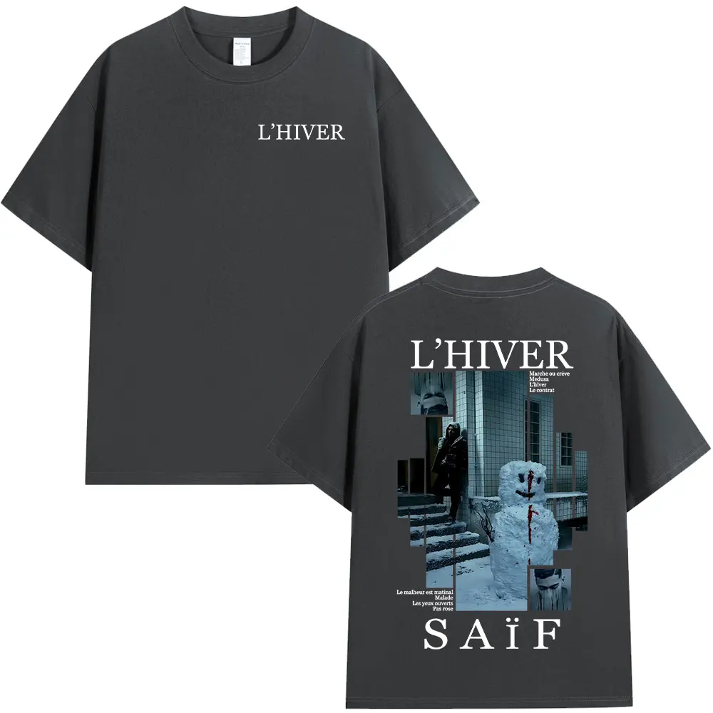 Camiseta masculina retrô hip hop de manga curta rap cantor l'hiver sauf álbum 2025 padrão camiseta casual de algodão roupa de rua
