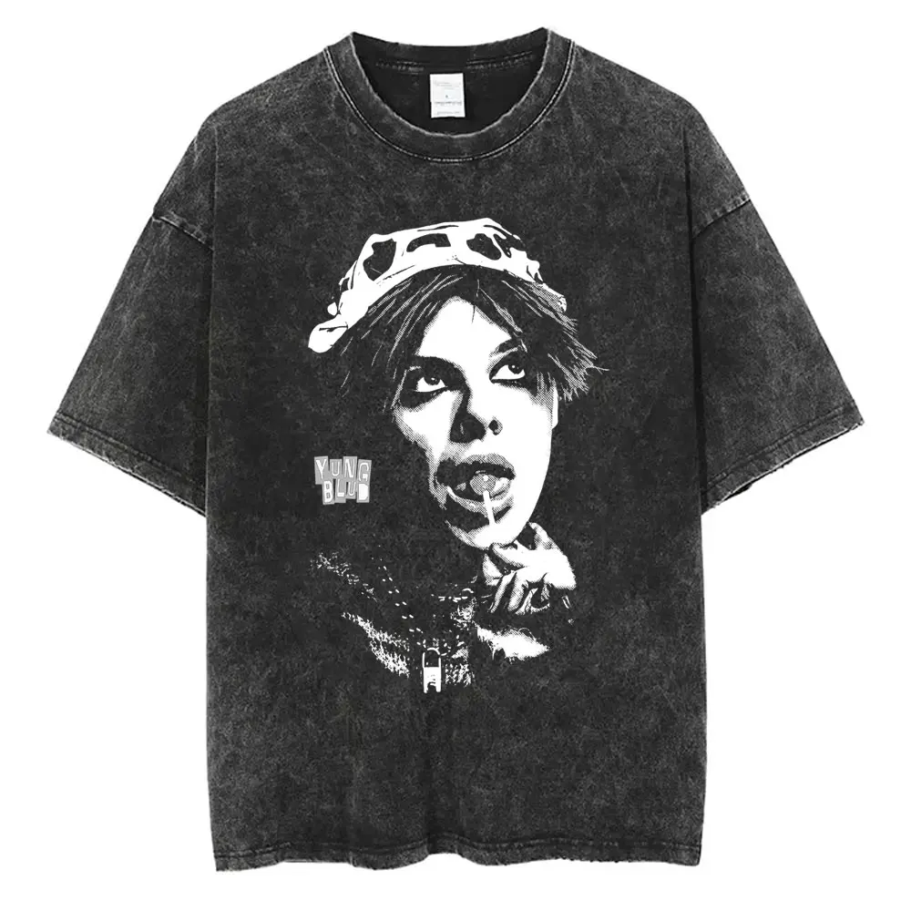 

Washed Vintage Yungblud Face Graphic T-shirt Men Women Clothing Fashion Gothic Rock T-shirts Casual Oversized T Shirt Streetwear