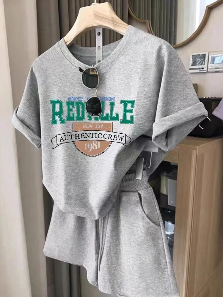 

Summer New Loose Short Sleeve Sportswear Set for Women Casual Fashionable Anti-Aging Street Style Two-Piece Suit Student Appr...