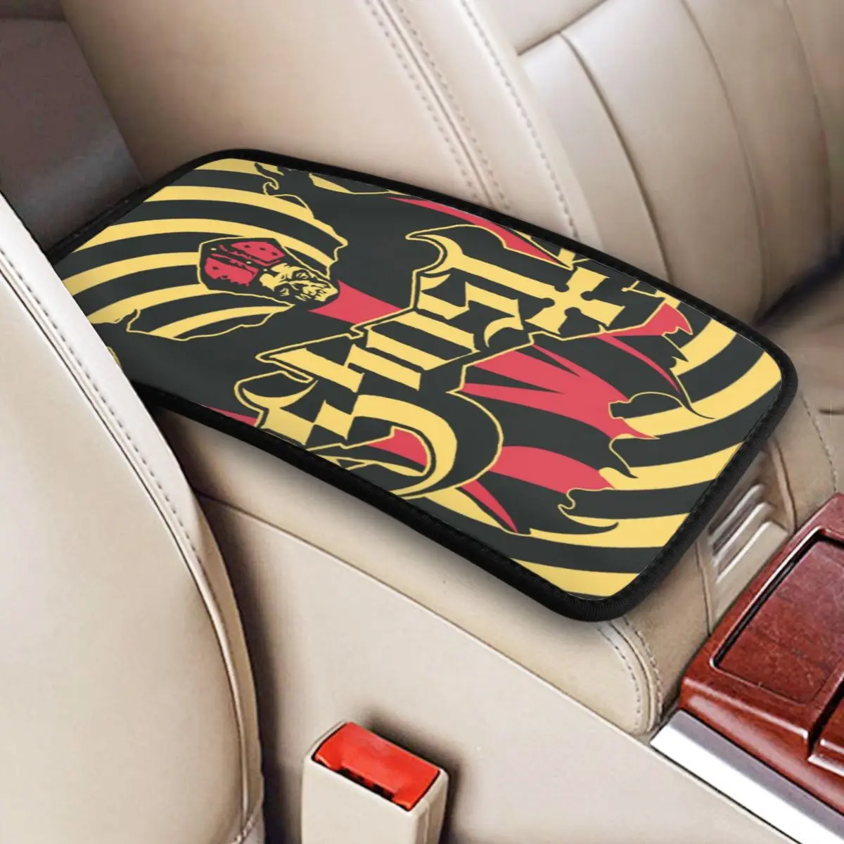 

Leather Car Armrest Cover Mat Ghost Band Cartoon Breathable Center Console Cover Pad Auto Accessories Interior