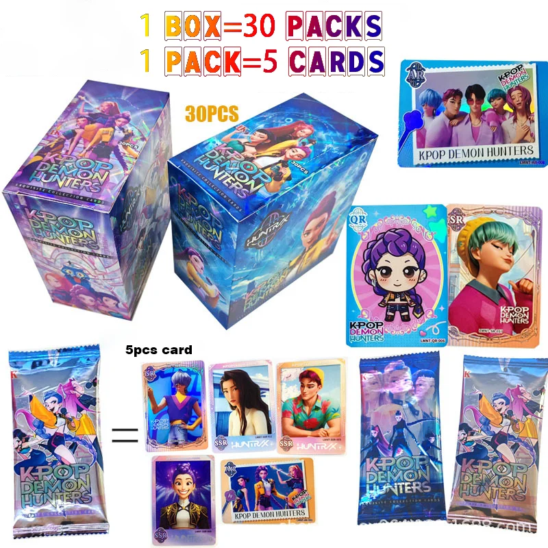 150 cartes à collectionner Kpop Demon Hunters pour les fans de guerriers, ensemble de cartes à échanger laser, cartes flash premium