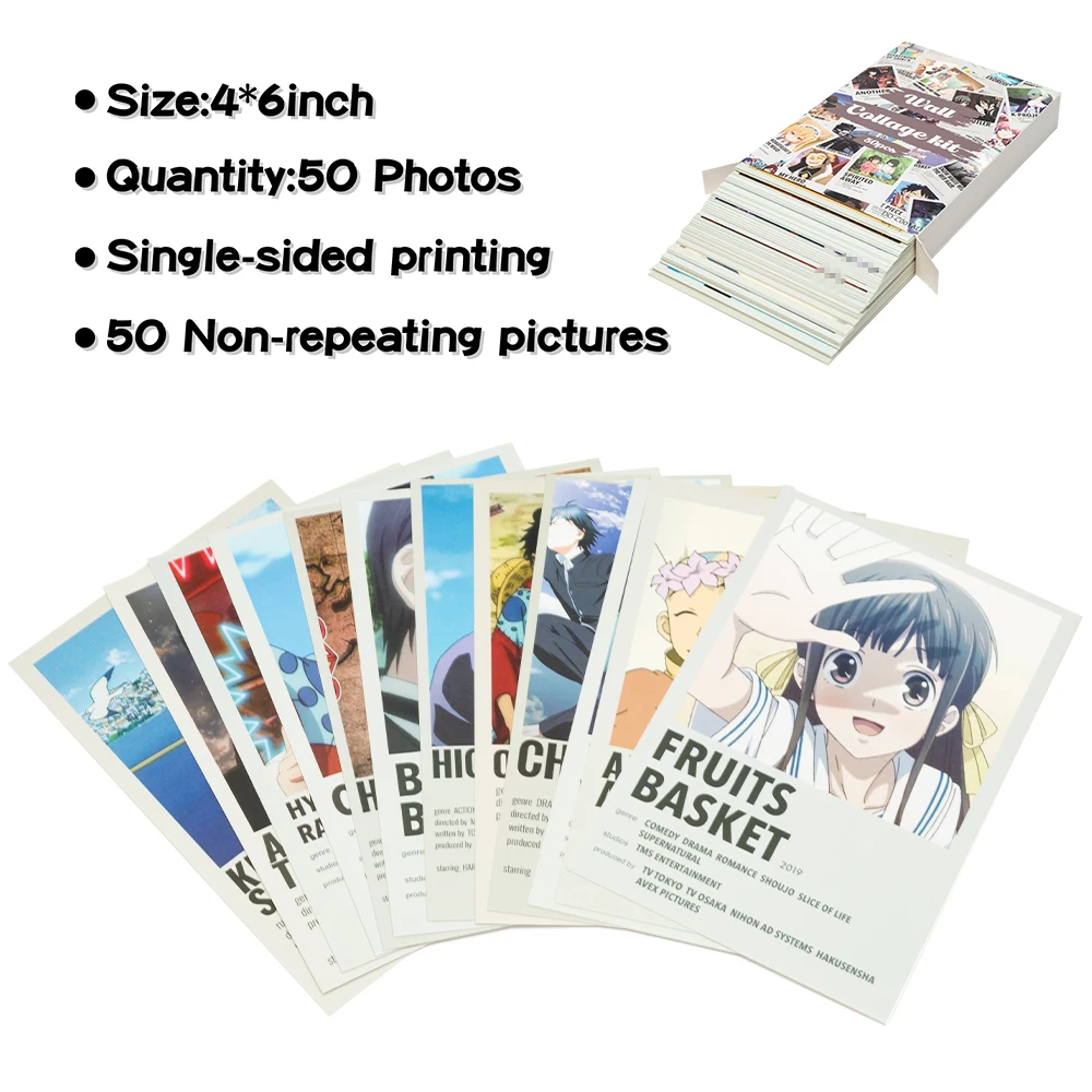 50Pcs Anime Movie Collage Card Set Cardstock Briefing Wall Collage Poster Home Decor for Bedroom Animation Society Manga Studio