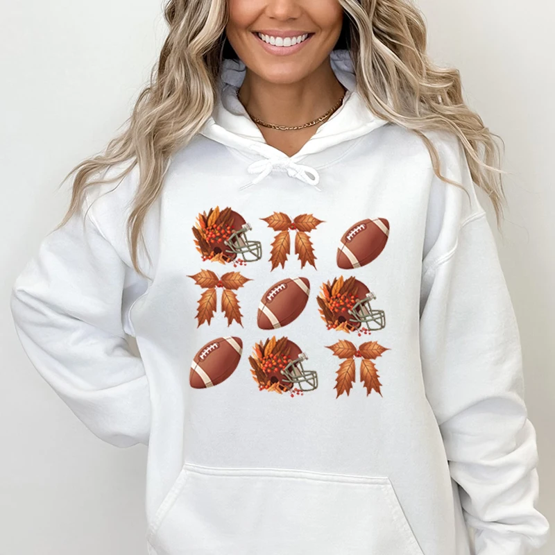 

Funny Fall Football Print Hoodie For Women New Fashion Autumn And Winter Pullover Ladies Creative Loose Personalized Sweatshirts