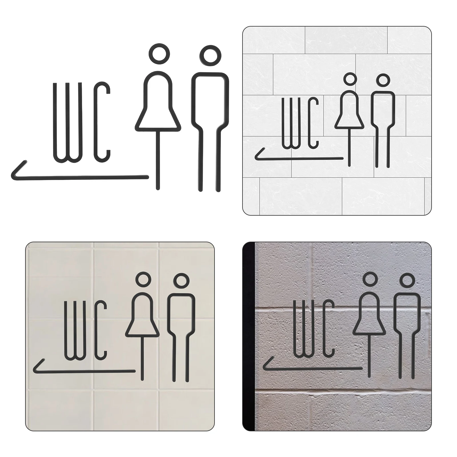 

Bathroom Signs Toilet Sign Sticker Home Wall Decals Restroom Wc Male Female Door Signs Washroom Bathroom Decor Waterproof Easy