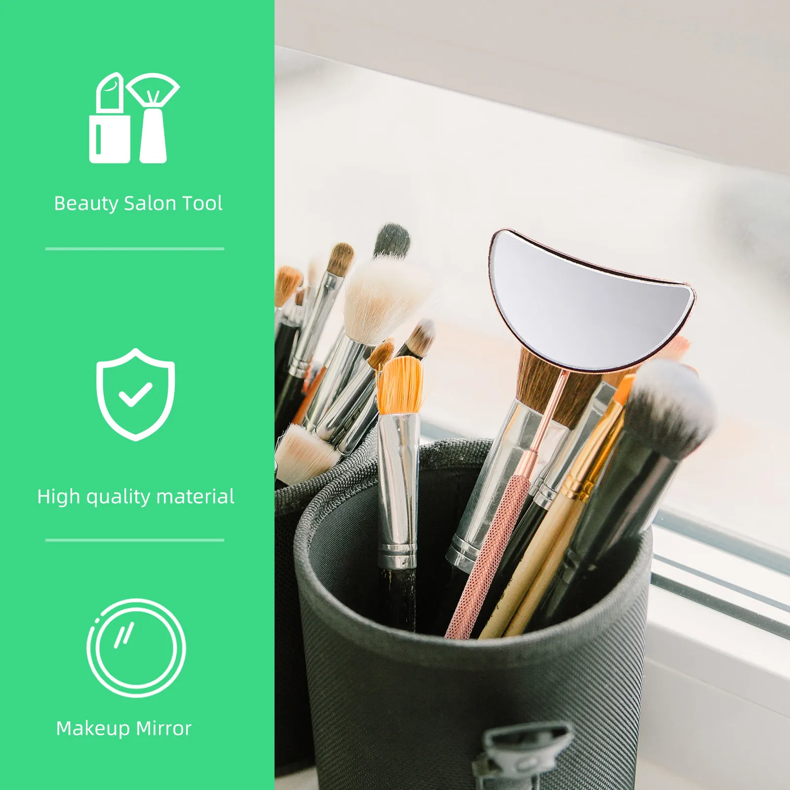 1Pcs Compact Eyelash Checking Mirror Lightweight Non-Slip Handle Removable Anti-Fog Surface Eyelash Extension Tool Beauty Supply