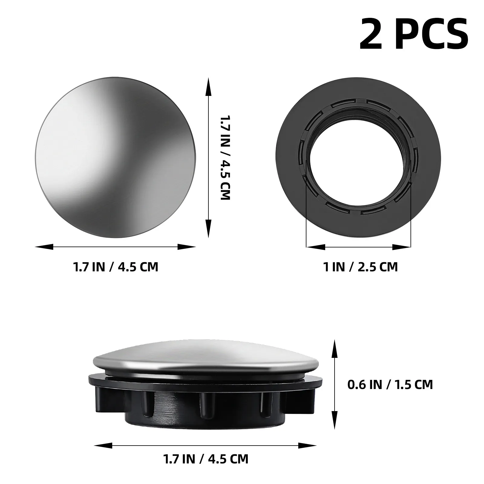 2Pcs Heavy-Duty Stainless Steel Sink Hole Cover – Leak-Proof Faucet Hole Plug for Washbasin & Kitchen Sink