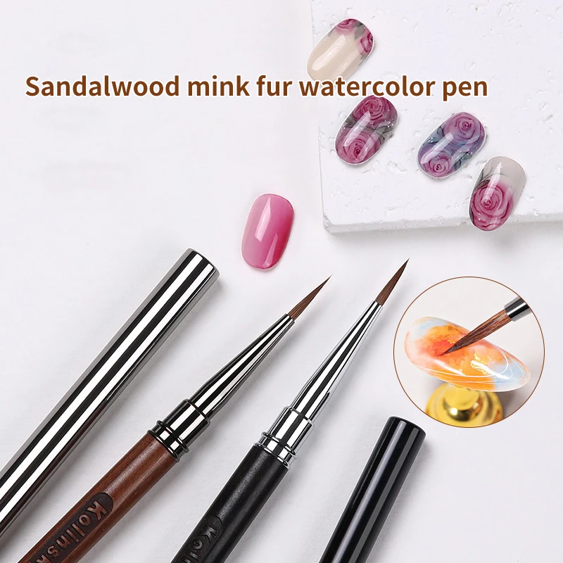 12mm Nail Art Liner Brush With Cover Butterfly Petals Bamboo Leaves Drawing UV Gel Painting Nail Design Pen Manicure Tool