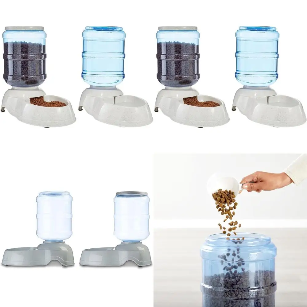 

Large Gravity Pet Water and Food Dispenser Set, 456.6 oz Food Bowl, 382.1 oz Water Bowl, Gray