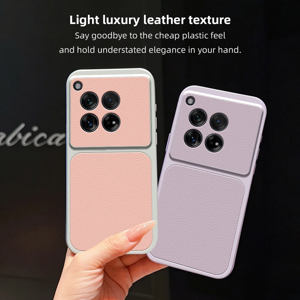 For OnePlus 12 Phone Case OnePlus 12 Case PU Lambskin Leather Frosted Shockproof protective shell Back Cover