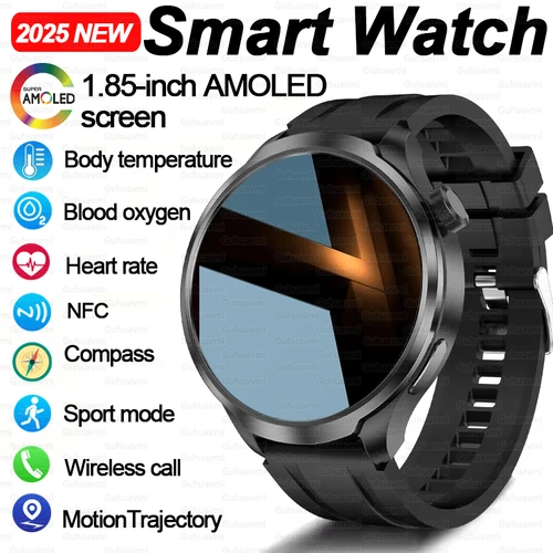 Nuevo reloj inteligente GPS para fitness al aire libre NFC para hombre, pantalla AMOLED de 1,85 pulgadas, llamada Bluetooth IP67, relojes inteligentes impermeables para hombre 2025