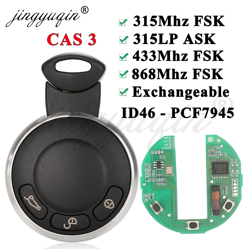 jinyuqin Cas3 Car Key Remote 315/315LP/433/868Mhz ID46-7945 For Bmw Mini Cooper R56 R57 Paceman Roadster KR55WK49333 IYZKEYR5602